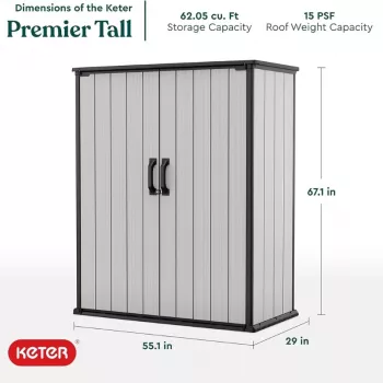 Keter Premier Tall záhradný domček 29209552 – béžový/hnedý živicový sklad, 1700L, dvojstenný, uzamykateľný