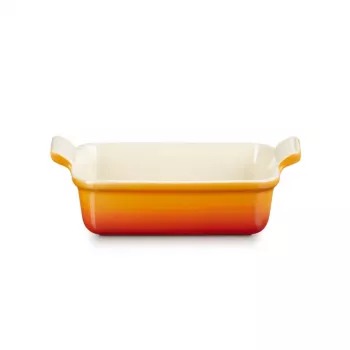 LE CREUSET obdĺžniková zapekacia misa Heritage kamenina 19x14cm / 1,1L oranžová
