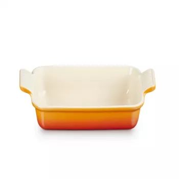 LE CREUSET obdĺžniková zapekacia misa Heritage kamenina 19x14cm / 1,1L oranžová