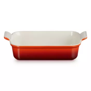 LE CREUSET obdĺžniková zapekacia misa Heritage kamenina 26x19cm / 2,4L červená