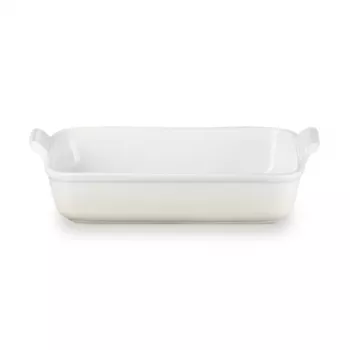 Le Creuset obdĺžniková Heritage kameninová zapekacia forma 32x24cm / 4L biela