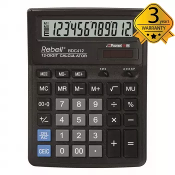 REBELL RE-BDC412 BX stolová kalkulačka 12-miestna Dual Power čierna