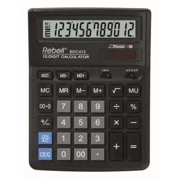 REBELL RE-BDC412 BX stolová kalkulačka 12-miestna Dual Power čierna
