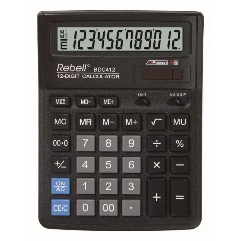 REBELL RE-BDC412 BX stolová kalkulačka 12-miestna Dual Power čierna