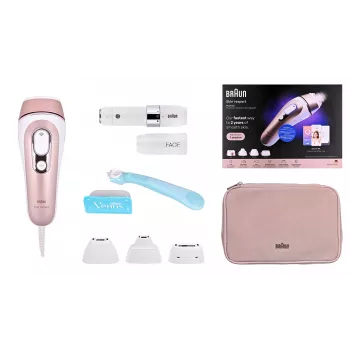 Braun PL7432 IPL Silk·expert Pro 5 epilátor so SensoAdapt™, 400 000 zábleskov, 10 intenzít, presný nadstavec, holiaci strojček Venus Swirl, biela