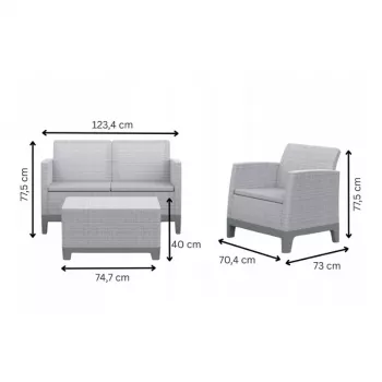 KETER Záhradný nábytok Súprava Scandi Forma 2-miestna súprava pebble grey/light beige