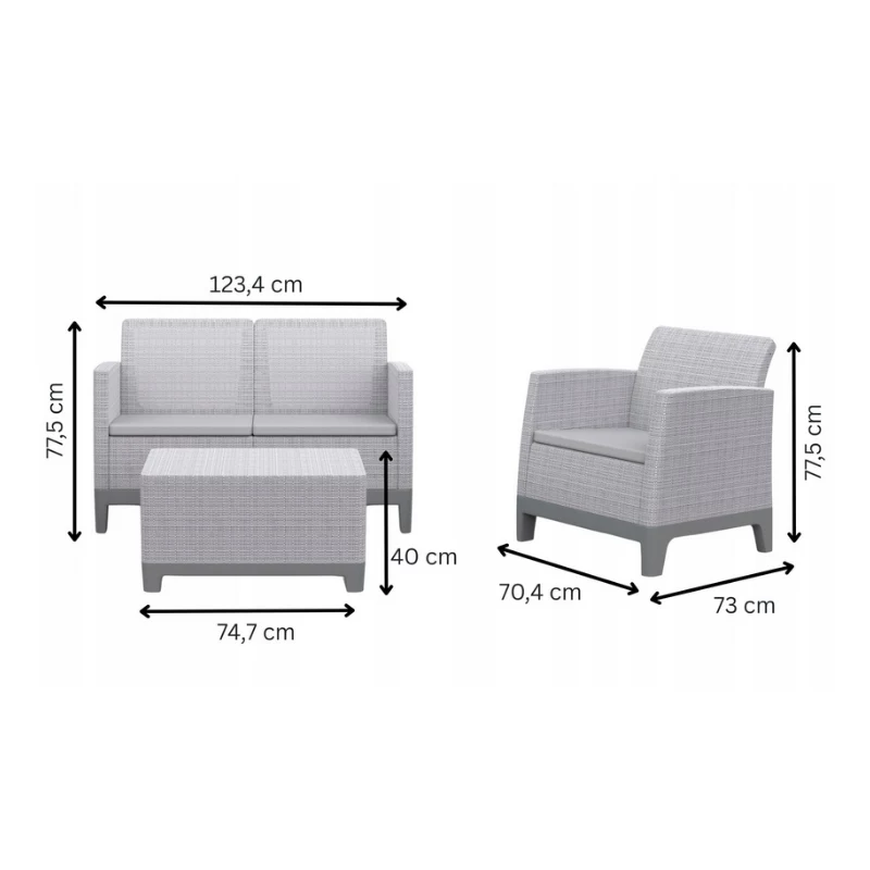 KETER Záhradný nábytok Súprava Scandi Forma 2-miestna súprava pebble grey/light beige