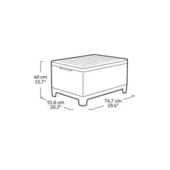KETER Záhradný stôl/úložný box Scandi Storage Table sivý