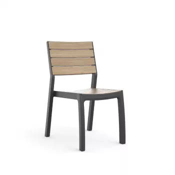 KETER Záhradná stolička Deco Corale imitácia teaku/sivá