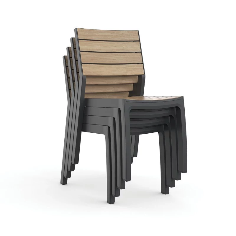 KETER Záhradná stolička Deco Corale imitácia teaku/sivá