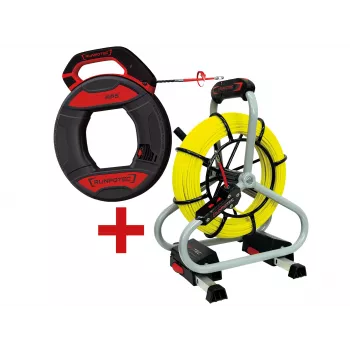 RUNPOTEC 11120 sada sklolaminátových tyčí na ťahanie káblov s klznou hlavicou Runpo 5, 30 m, pevnosť v ťahu 130 kg, závit RTG Ø 6 mm