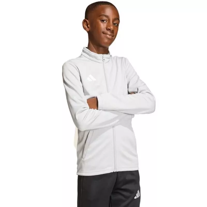 adidas Entrada 26 tréningová mikina pre deti svetlosivá JZ6610 116cm