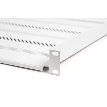 DIGITUS TN-19-550-1U-GY 1U pevná racková polica, hĺbka 550 mm, sivá RAL 7035, nosnosť 25 kg