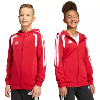 Detská mikina s kapucňou adidas Tiro 26 League Sweat Full Zip Hoodie červená KF9101 164cm