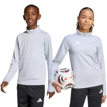 adidas Entrada 26 tréningová bunda pre deti svetlosivá JZ6637 116cm
