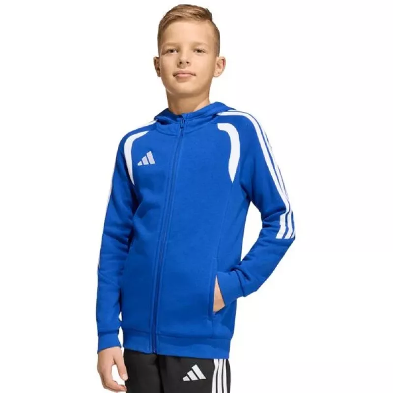 Detská mikina s kapucňou adidas Tiro 26 League Sweat Full Zip Hoodie modrá KF9102 152cm