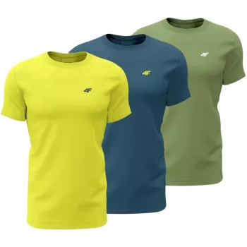 Pánske tričko 4F M4217 balenie 3 ks žltá, modrá, zelená 4FWSS26TTSHM4217 90S 4XL