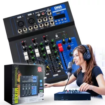 DNA T4MIX analógový 4-kanálový audio mixér modrá