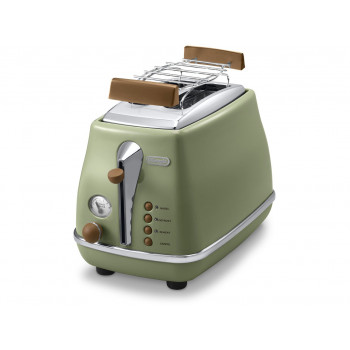 DELONGHI Icona Vintage hriankovač CTOV 2103.GR 900W, nerez, zásuvka na omrvinky, funkcia rozmrazovania, zelená/poškodený obal
