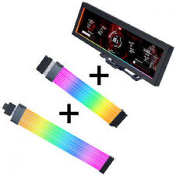 Lian Li Visual Upgrade Kit Strimer Wireless 24-Pin RGB kábel k základnej doske, kontrolér + 12V-2x6 GPU kábel Wide & 8,8 Universal Screen - čierny
