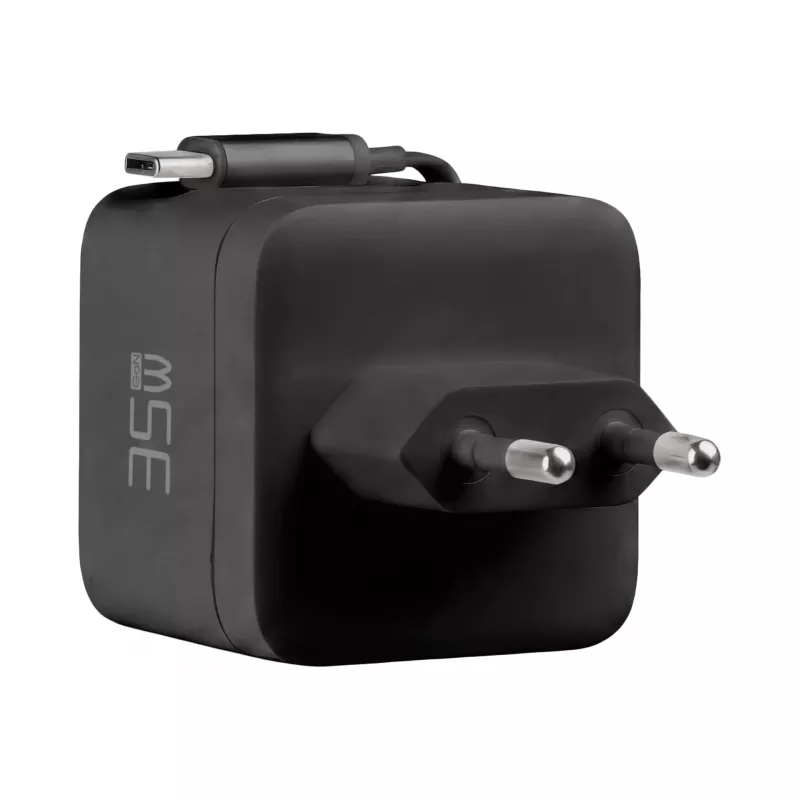 EFB Elektronik G352CE 35W GaN USB-C nástenná nabíjačka s vyťahovacím 0,7m káblom, PD3.0 & QC3.0, čierna