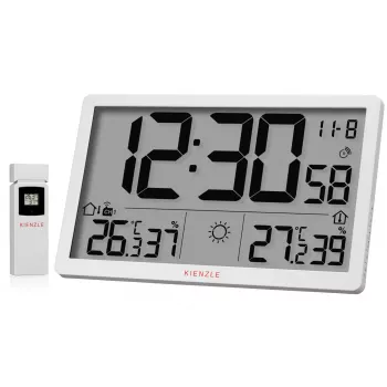 KIENZLE Jumbo NEO LCD nástenné hodiny s počasím biele