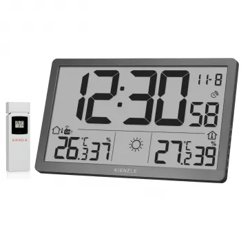 KIENZLE Jumbo NEO LCD nástenné hodiny s počasím sivé