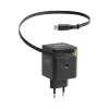 EFB Elektronik G652CE 65W GaN USB-C PD 3.0 nástenná nabíjačka so zvinovacím káblom, čierna