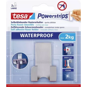 tesa Powerstrips držiak na holiaci strojček WAVE VODOVZDORNÝ, nerezová oceľ, pre mokré priestory (sprcha/kúpeľňa), 1 kus