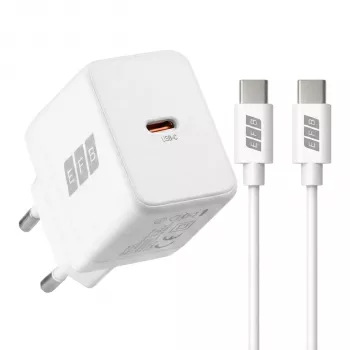 EFB Elektronik G301CE 30W USB-C GaN sada nabíjačky s 2m USB-C káblom, biela