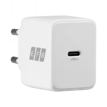 EFB Elektronik G201CE 20W USB-C GaN sada nástennej nabíjačky s 2m USB-C káblom, PD3.0 & QC3.0, biela