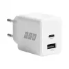 EFB Elektronik G201A1CE 20W GaN USB-C PD3.0 + USB-A QC3.0 sada nástennej nabíjačky s 2m USB-C káblom, biela