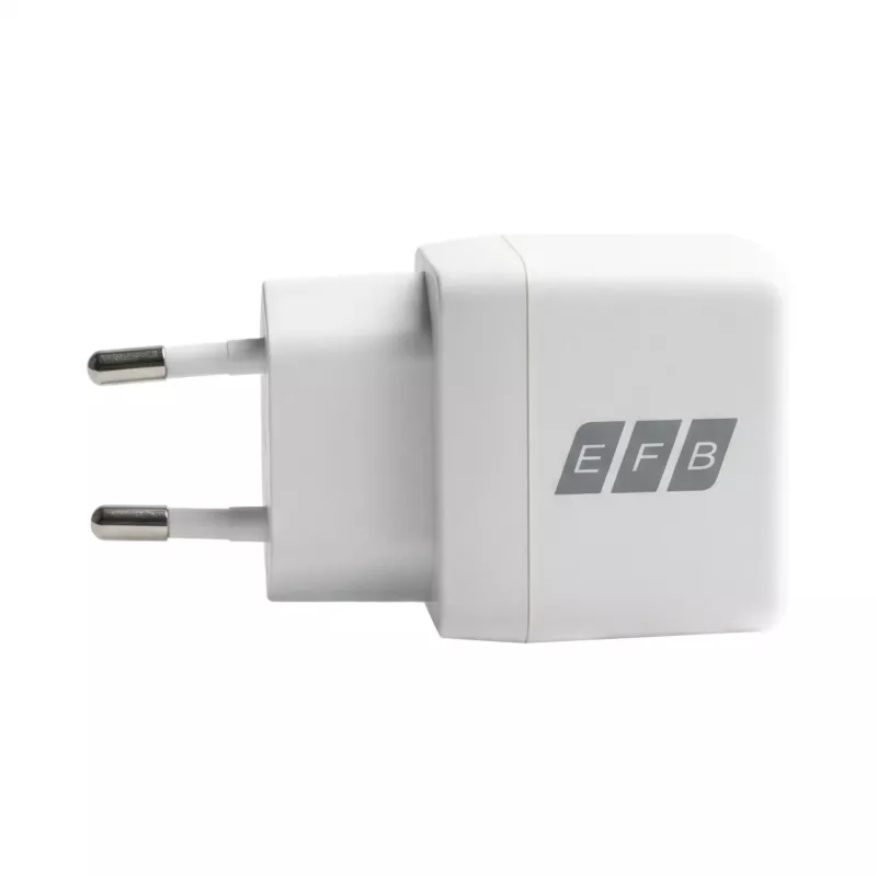 EFB Elektronik G201A1CE 20W GaN USB-C PD3.0 + USB-A QC3.0 sada nástennej nabíjačky s 2m USB-C káblom, biela