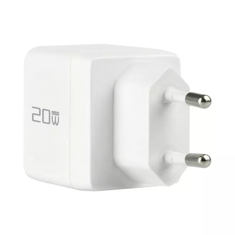 EFB Elektronik G201A1CE 20W GaN USB-C PD3.0 + USB-A QC3.0 sada nástennej nabíjačky s 2m USB-C káblom, biela