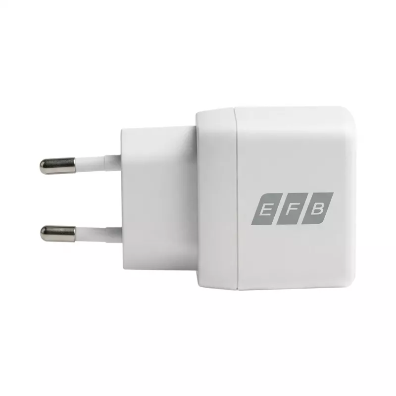 EFB Elektronik G301A1CE 30W GaN USB-C PD3.0 + USB-A QC3.0 sada nástennej nabíjačky s 2m USB-C káblom, biela