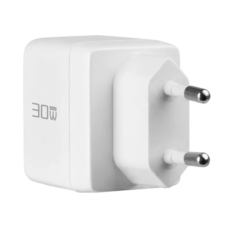 EFB Elektronik G301A1CE 30W GaN USB-C PD3.0 + USB-A QC3.0 sada nástennej nabíjačky s 2m USB-C káblom, biela