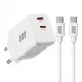 EFB Elektronik G452CE 45W Dual USB-C GaN sada nástennej nabíjačky s 2m USB-C káblom, biela