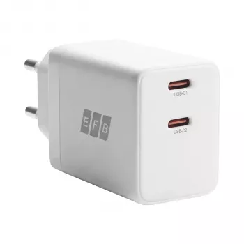 EFB Elektronik G452CE 45W Dual USB-C GaN sada nástennej nabíjačky s 2m USB-C káblom, biela