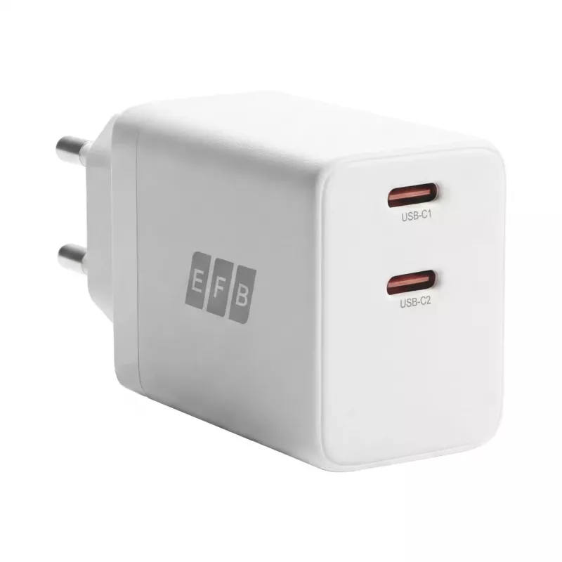 EFB Elektronik G452CE 45W Dual USB-C GaN sada nástennej nabíjačky s 2m USB-C káblom, biela