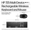 HPINC HP 725 - sada klávesnice a myši - multifunkčná, nabíjateľná, napájaná superkondenzátorom - full size - bezdrôtová - Nightfall Black -