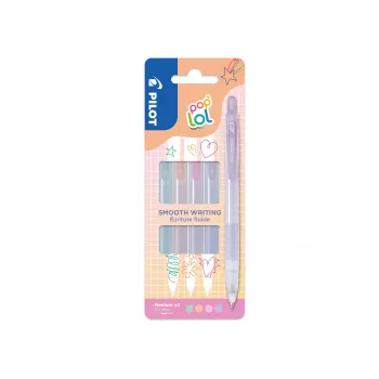 PILOT pop'lol sada gélových pier pastelová 0,4 mm, rôzne farby, 4 perá (BL-PL-7-KUV/P/O/G-S4P)