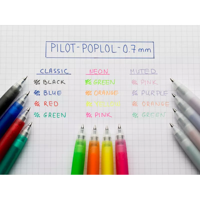 PILOT pop'lol sada gélových pier pastelová 0,4 mm, rôzne farby, 4 perá (BL-PL-7-KUV/P/O/G-S4P)