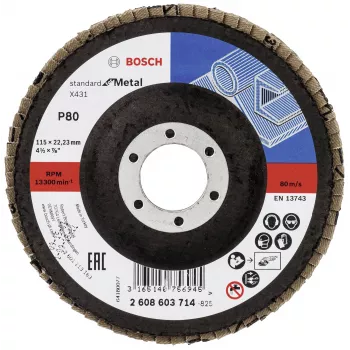 Bosch X431 štandardný lamelový brúsny kotúč na kov, rovný, 115 mm, zrno 80, sklolaminátový podklad 2608603714