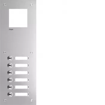 Hager RTQ106X predná doska domového telefónu Mono 6 tlačidiel biela