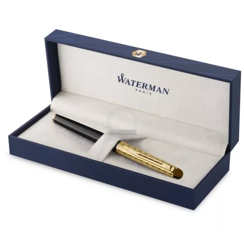 Waterman Hemisphere roller pero - jemné, lesklá čierna s chrómovými ozdobnými krúžkami, darčeková krabička 2225136