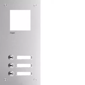 Hager RTQ103X predný panel pre domáci telefón Mono, 3 volacie tlačidlá, strieborný eloxovaný hliník