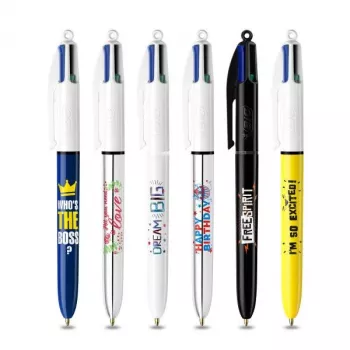 BIC 4 Colours guľôčkové pero balenie 6 ks, modré puzdro, 4 farby náplne (modrá, červená, zelená, čierna), 1,0 mm stredný hrot 9926071