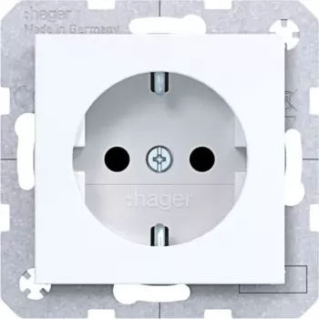 HAGER WAS1400WG zásuvka Schuko, podomietková, skrutkovacie zdvíhacie svorky, 16 A, 250 V, čistobiela