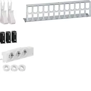 HAGER UM00M4 multimediálna súprava s 3 zásuvkami Schuko a 12 prípojkami RJ45, biela