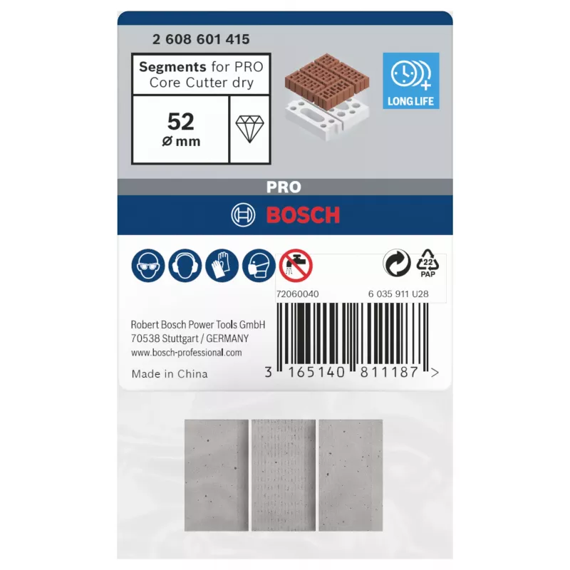 Bosch 2608601415 Diamantové segmenty pre suché vŕtacie korunky, balenie 3 ks